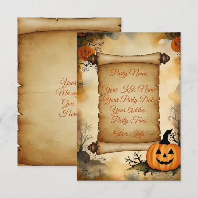 Invitation Fête d'Halloween (Devant / Derrière)