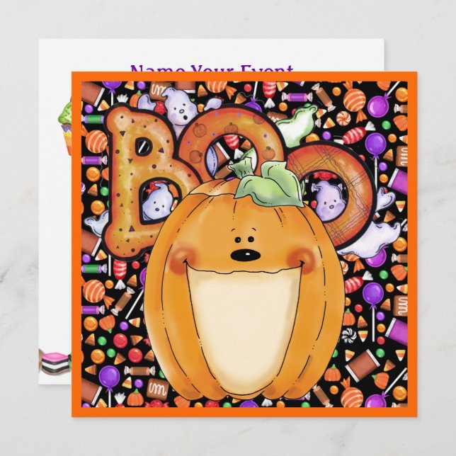 Invitation Fête d'Halloween (Devant / Derrière)