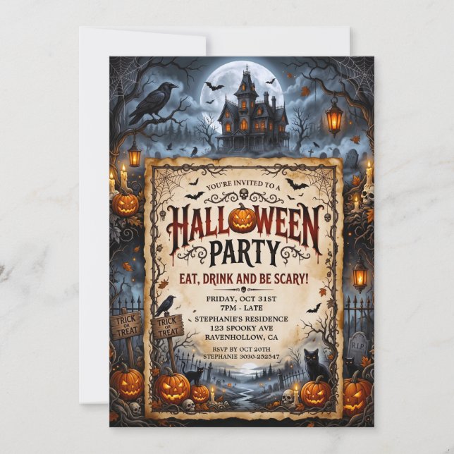 Invitation Fête d'Halloween  (Devant)