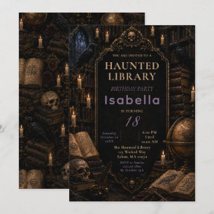 Invitation Fête d'Halloween à la bibliothèque gothique