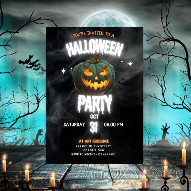 Invitation Fête d'Halloween à la citrouille lumineuse  (Créateur téléchargé)