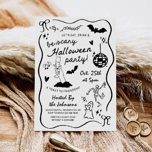 Invitation Fête d'Halloween à la main lunaire