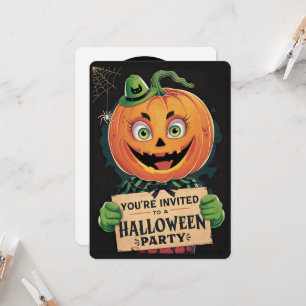 Invitation Fête d'Halloween à la tête de citrouille vintage