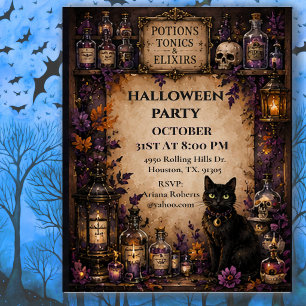 Invitation Fête d'Halloween à l'apothicairerie vintage