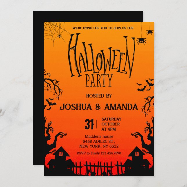 Invitation Fête d'Halloween adulte (Devant / Derrière)