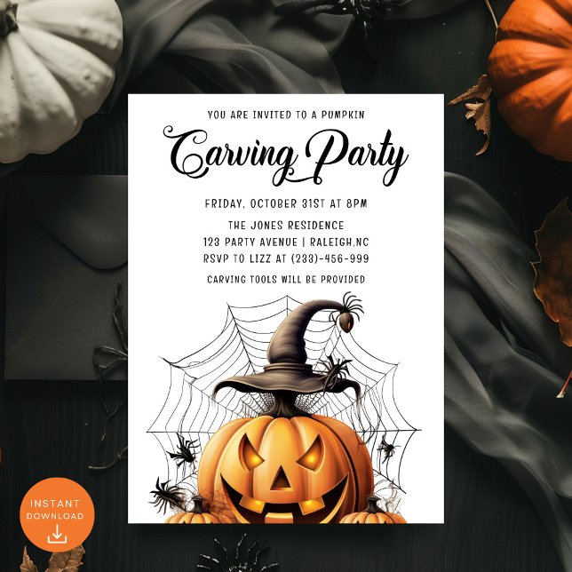 Invitation Fête d'Halloween adulte de Citrouille moderne (Créateur téléchargé)