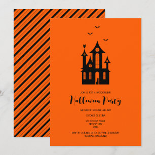 Invitation Fête d'Halloween adulte Maison hantée Black Orange