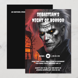 Invitation Fête d'Halloween adultes gothique vampire homme ta