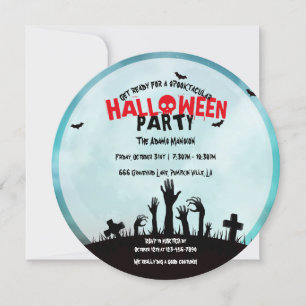 Invitation Fête d'Halloween au cimetière de zombies effrayant