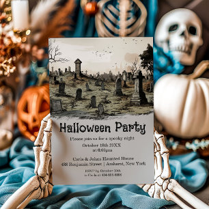 Invitation Fête d'Halloween au cimetière effrayant
