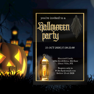 Invitation Fête d'Halloween au logo noir or corporatif effray