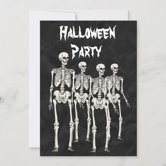Invitation Fête d'Halloween aux squelettes effrayants (Devant)