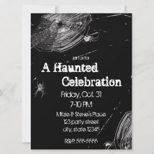 Invitation Fête d'Halloween aux toiles d'araignées et araigné