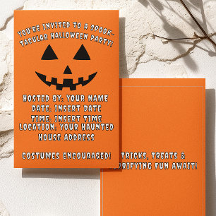 Invitation Fête d'Halloween avec citrouille personnalisée Jac