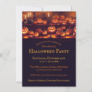 Invitation Fête D'Halloween Avec Lanternes Et Bougies Citroui