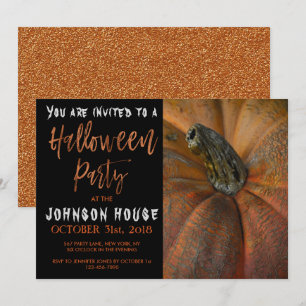 Invitation Fête d'Halloween avec typographie orange moderne
