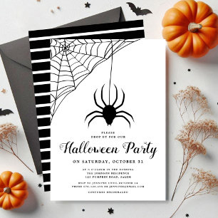 Invitation Fête d'Halloween avec une jolie araignée noire