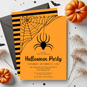 Invitation Fête d'Halloween avec une jolie araignée noire