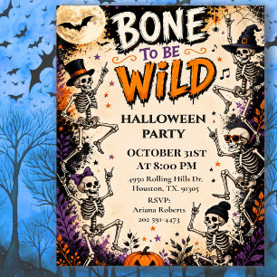 Invitation Fête d'Halloween Bone To Be Wild