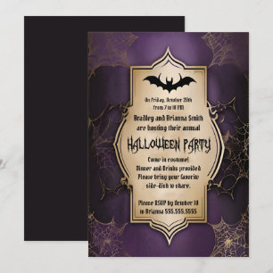 Invitation Fête d'Halloween Chauve-Souris dans un Cadre