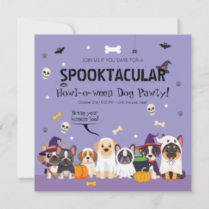 Invitation Fête d'Halloween Chien Mignonne et Surnaturelle