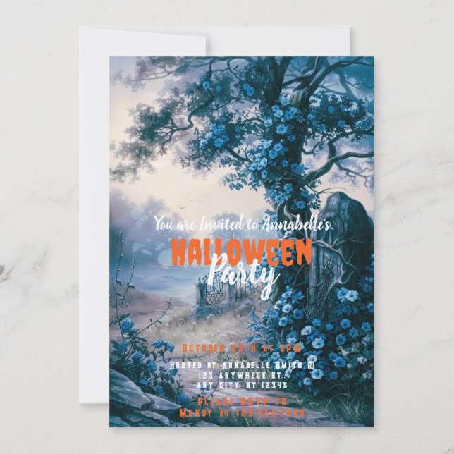 Invitation Fête d'Halloween Cimetière effrayant et sinistre (Devant)