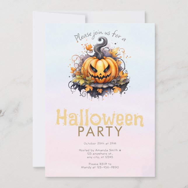 Invitation Fête d'Halloween Citrouille Jack-O' Lantern Épouva (Devant)