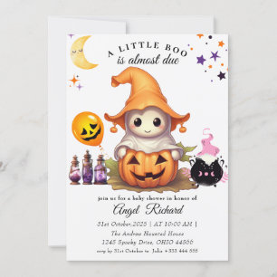 Invitation Fête d'Halloween Citrouille Little Boo Baby Shower