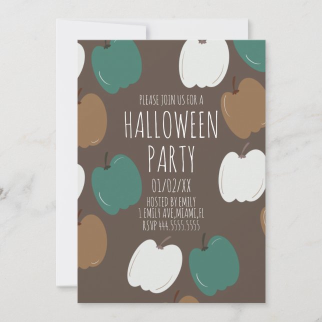 Invitation Fête d'Halloween Citrouilles d'Automne Tons Terreu (Devant)