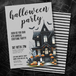 Invitation Fête d'Halloween Costume Annuel Maison Hantée