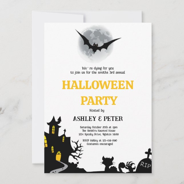 Invitation Fête d'Halloween Costume annuel Maison hantée  (Devant)