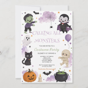 Invitation Fête d'Halloween Costume aquarelle mignonne 