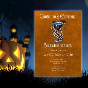 Invitation Fête d'Halloween Costumes Effrayants Cocktails Ora