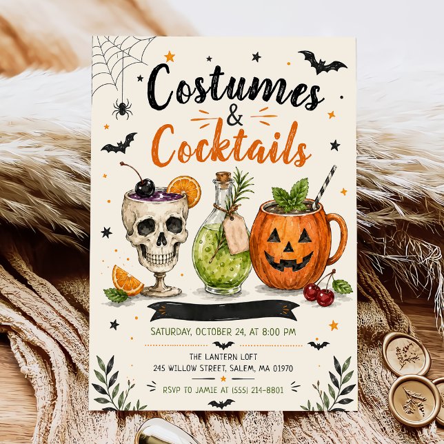 Invitation Fête d'Halloween Costumes Et Cocktails (Créateur téléchargé)