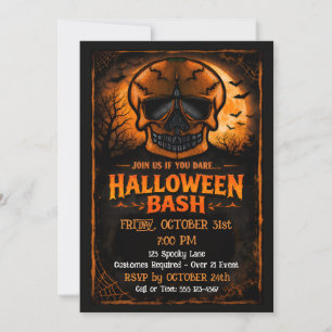 Invitation Fête d'Halloween Crâne de Citrouille