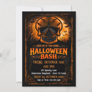 Invitation Fête d'Halloween Crâne de Citrouille