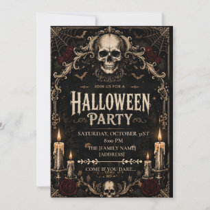 Invitation Fête d'Halloween crâne gothique