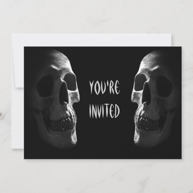 Invitation Fête d'Halloween Crânes Effrayants Double Face (Devant)