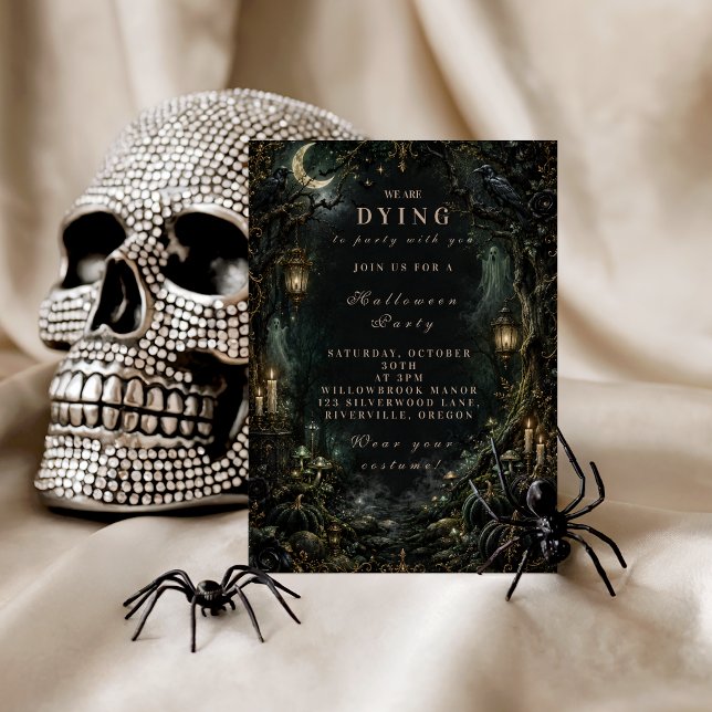 Invitation Fête d'Halloween dans une forêt hantée élégante (Créateur téléchargé)