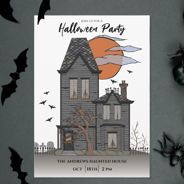 Invitation Fête d'Halloween dans une maison hantée effrayante (Créateur téléchargé)