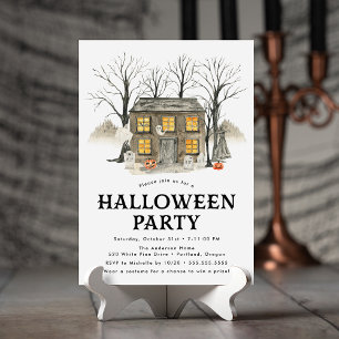 Invitation Fête d'Halloween dans une maison hantée effrayante