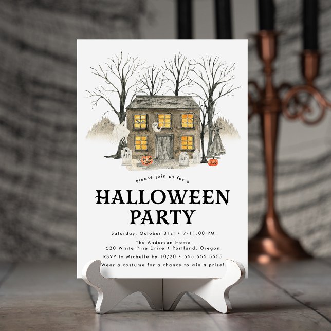 Invitation Fête d'Halloween dans une maison hantée effrayante (Créateur téléchargé)