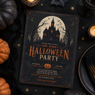 Invitation Fête d'Halloween dans une maison hantée gothique