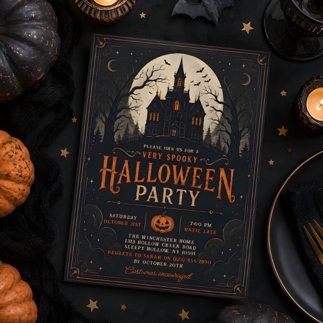 Invitation Fête d'Halloween dans une maison hantée gothique (Créateur téléchargé)