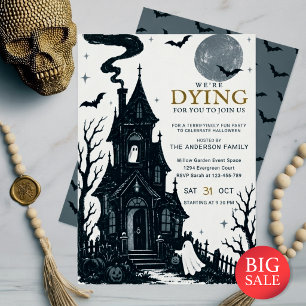 Invitation Fête d'Halloween dans une maison hantée gothique