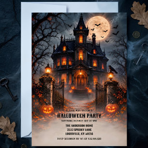 Invitation Fête d'Halloween dans une maison hantée victorienn