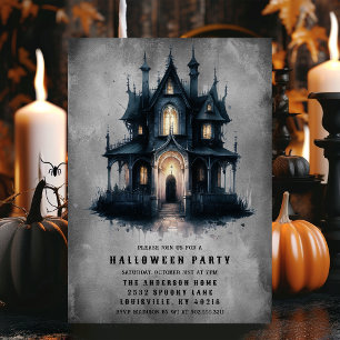 Invitation Fête d'Halloween dans une maison hantée victorienn