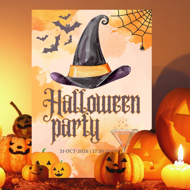 Invitation Fête d'Halloween de bureau orange mignonne avec lo (Créateur téléchargé)