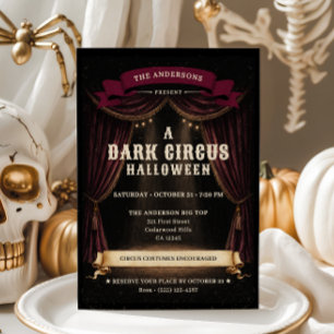 Invitation Fête d'Halloween de cirque sombre vintage
