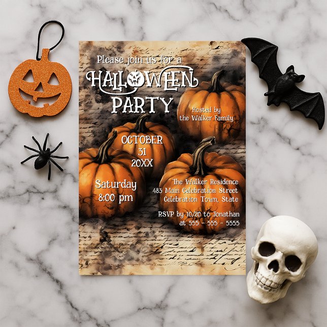 Invitation Fête d'Halloween de citrouille de ferme rustique v (Créateur téléchargé)